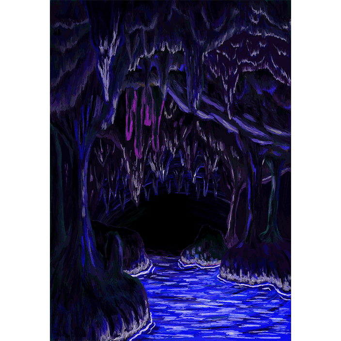 未知を感じる蒼黒の洞窟