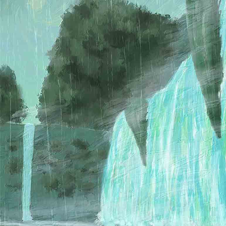 溢れ出る深緑の流水